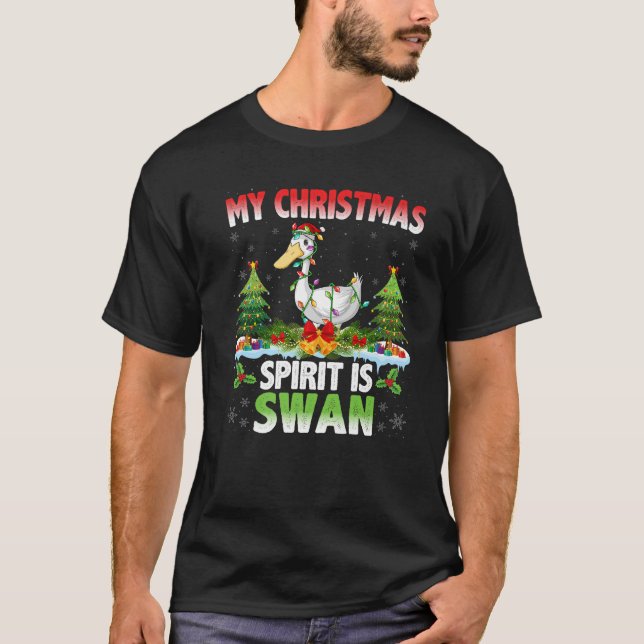 Camiseta Swans Vestindo Papai Noel Meu Espírito De Natal É  (Frente)