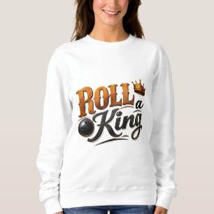 Camiseta Sweat com Tipografia de Coroa e Bola de Boliche Ro