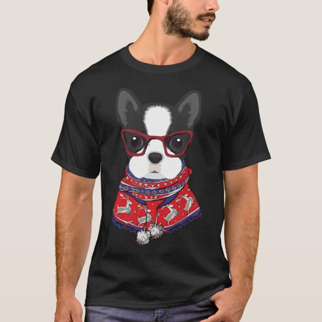 Camiseta Sweatros de Boston Terrier Xmas (Frente)