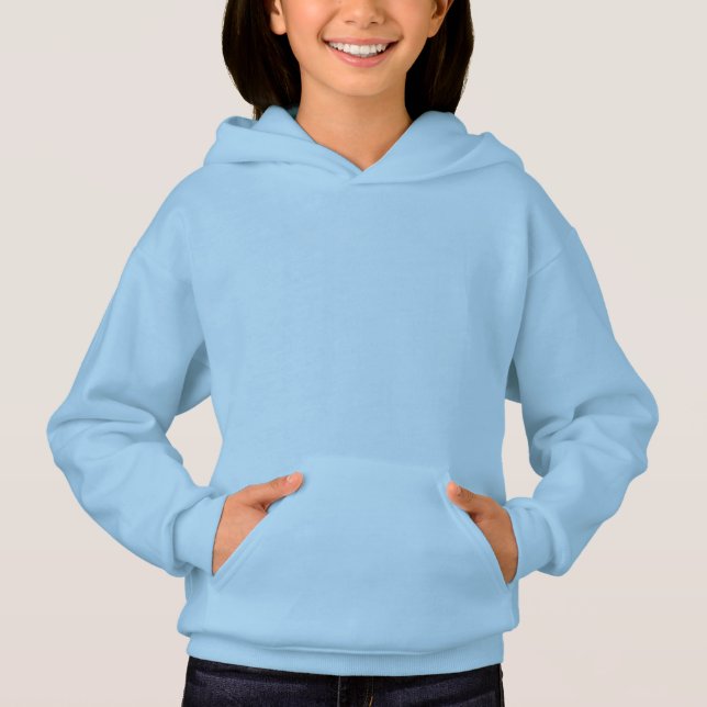 Camiseta Sweatshirt De Casca Azul-Claro Para Meninas (Frente)