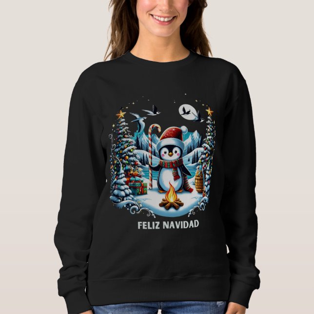 Camiseta Sweatshirt De Cuada De Pinguim De Inverno (Frente)