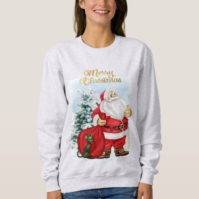 Camiseta Sweatshirt de Santa Claus Divertido (Frente)