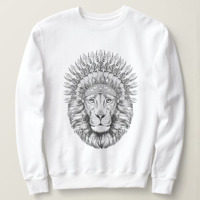 Camiseta Sweatshirt Do Leão Real Coroa (Frente do Design)