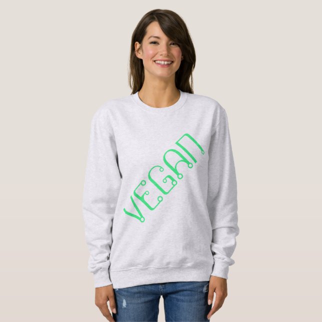 Camiseta Sweatshirt feminina "VEGAN" Diagonal (Frente Completa)