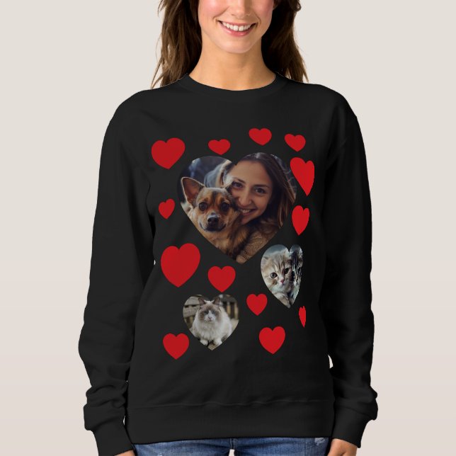 Camiseta Sweatshirt personalizável de Pet Lover com Coração (Frente)