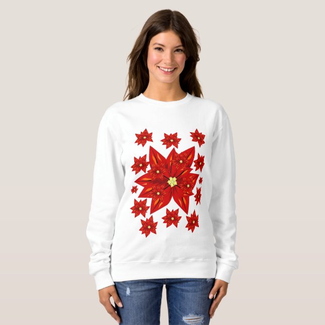 Camiseta Sweatshirt Poinsettia (Frente Completa)