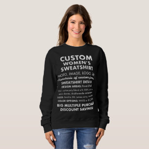 Camiseta Sweatshirt Preta Personalizada e Personalizada, de