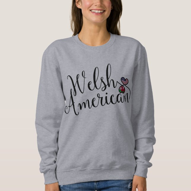 Camiseta Sweatshirt Welsh American Entwinted Hearatshirt (Frente)