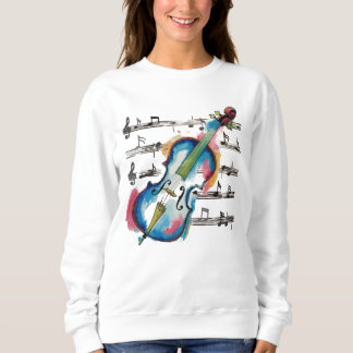 Camiseta Sweatshirt Women's basic abstract violin sweatshir