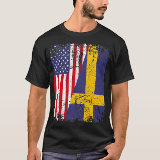 Camiseta SWEDISH ROOTS Half American Flag SWEDEN