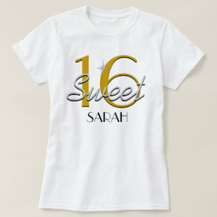 Camiseta Sweet 16 Silver/Dourado Sparkle