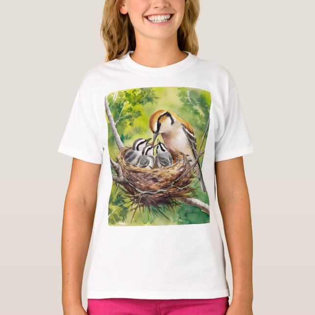 Camiseta Sweet bird nest painting (Frente)