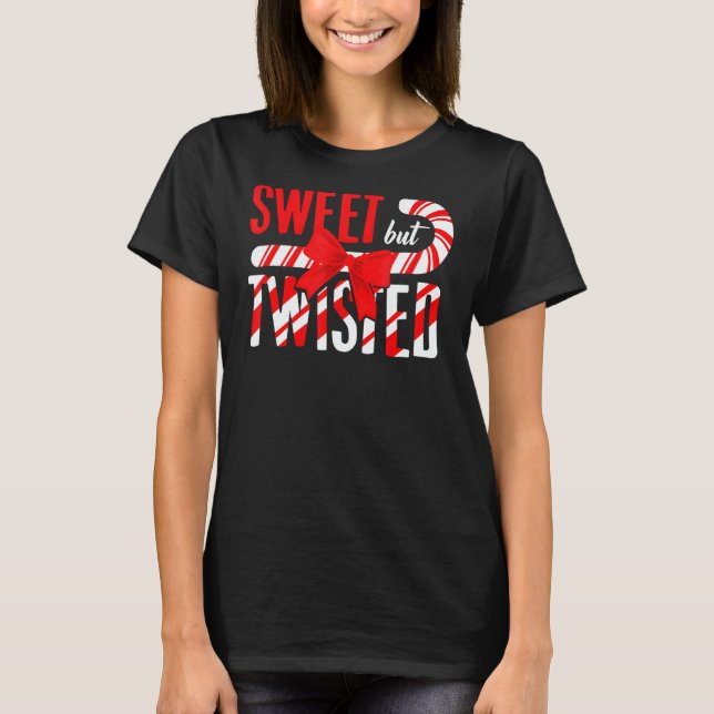 Camiseta Sweet But Twisted Christmas Candy Cane (Frente)