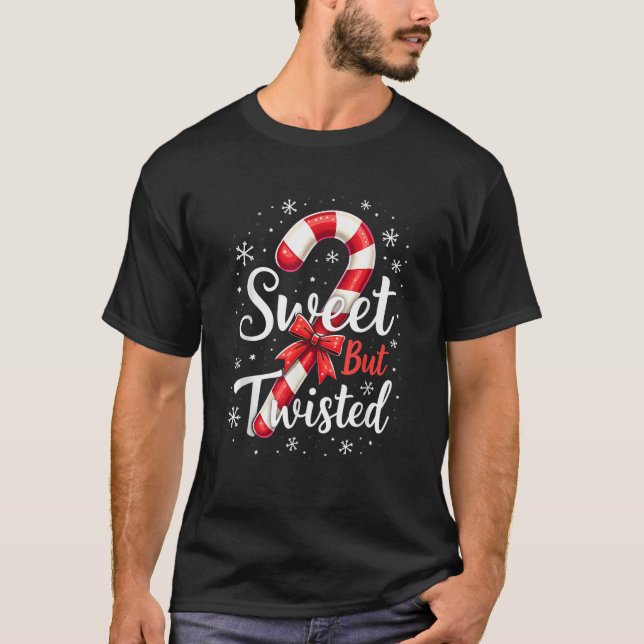 Camiseta Sweet But Twisted Funny Christmas Candy Cane Xmas  (Frente)