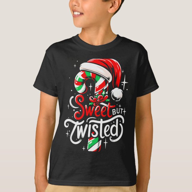 Camiseta Sweet But Twisted Funny Christmas Candy Cane Xmas  (Frente)