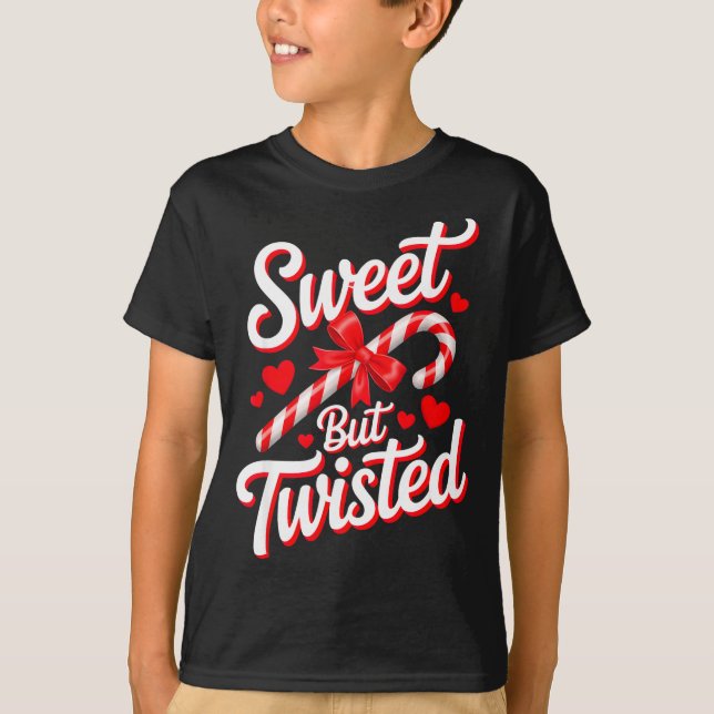 Camiseta Sweet But Twisted Funny Christmas Candy Cane Xmas  (Frente)
