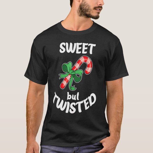 Camiseta Sweet But Twisted Xmas Christmas Funny Candy Cane  (Frente)