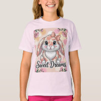 Camiseta Sweet Dreams Pink Peach Bunny para Menina