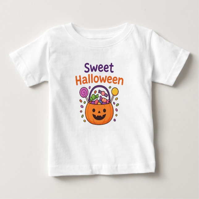 Camiseta Sweet Halloween Cute Candy Bucket Design  (Frente)