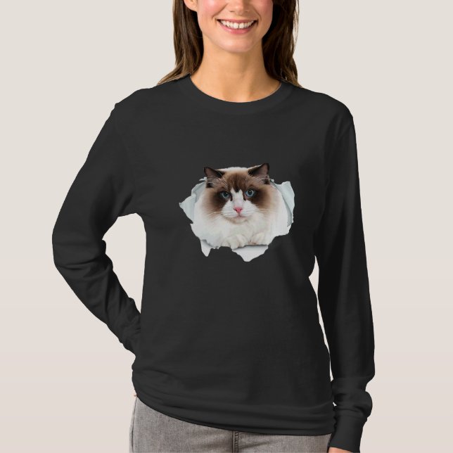 Camiseta Sweet Kitten Torn Cloth Himalayan Ragdoll Birman C (Frente)