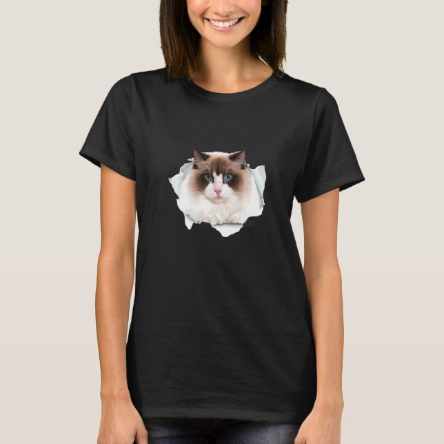 Camiseta Sweet Kitten Torn Cloth Himalayan Ragdoll Birman C (Frente)