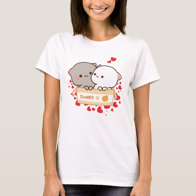 Camiseta Sweet Love with Peach and Goma Cats (Frente)