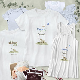 Camiseta Sweet Mom to Be Bearly Wait Blue Balloon Baby Boy 