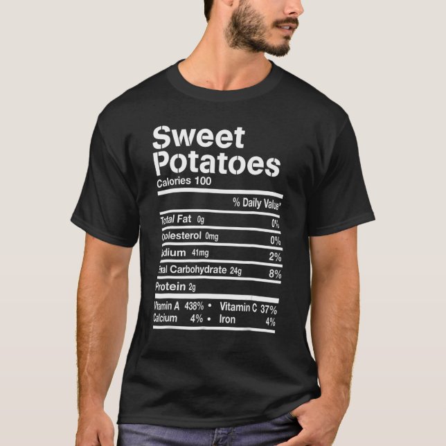 Camiseta Sweet Potatoes Nutrition Facts Thanksgiving Costum (Frente)