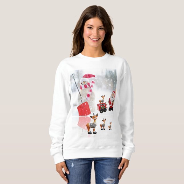 Camiseta Sweet Vintage Papais noeis Snowman Reindeer (Frente Completa)