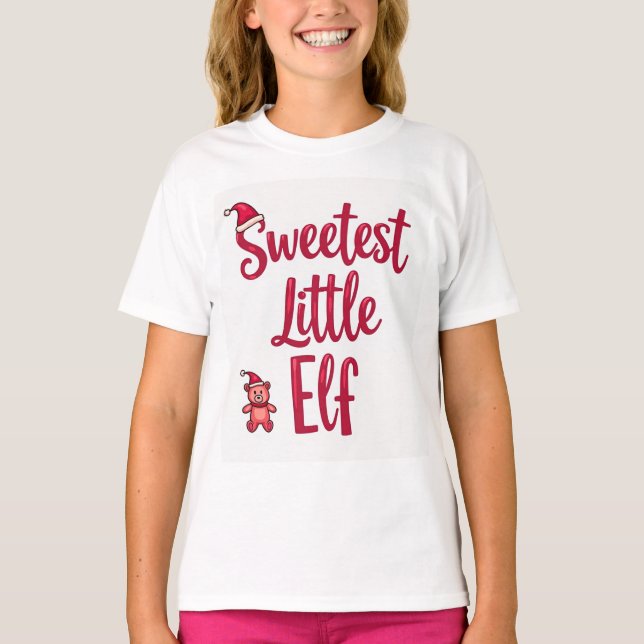 Camiseta Sweetest Little Elf Christmas Shirt: (Frente)
