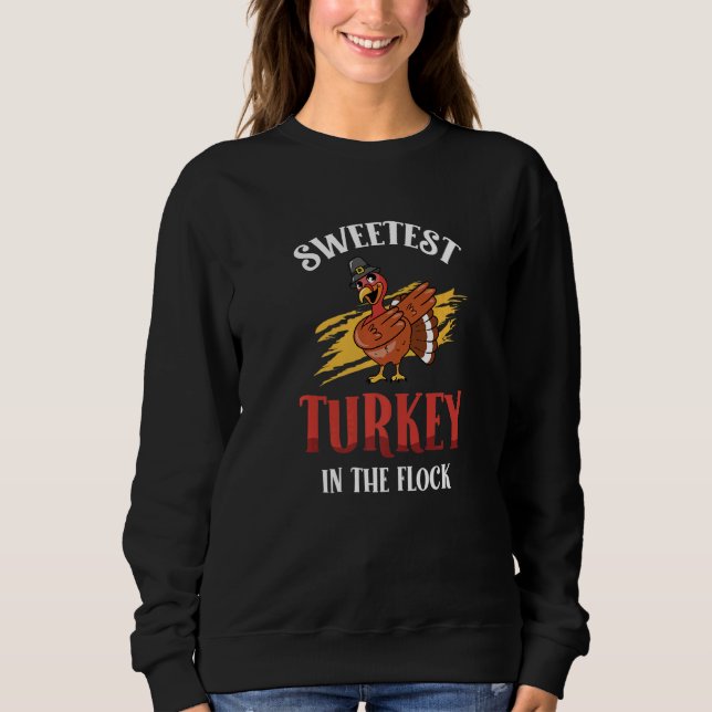 Camiseta Sweetest Turkey In The Flock Toddler Kids Thanksgi (Frente)