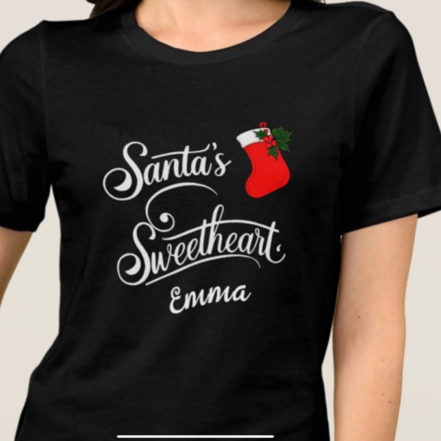 Camiseta Sweetheart dos Papais noeis da caligrafia natalíci (Criador carregado)
