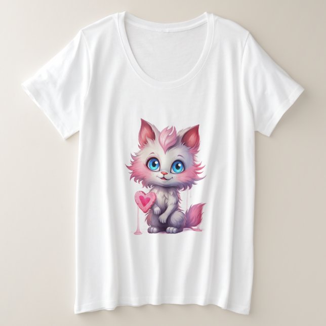 Camiseta Sweetheart Kitty – Kawaii Pastel Cat Tee (Frente do Design)