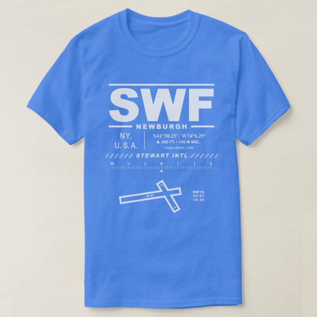 Camiseta SWF do Aeroporto Internacional de Stewart (Frente do Design)