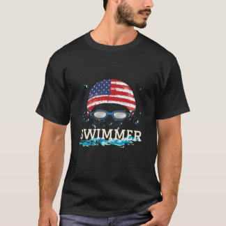 Camiseta Swim Swimmer Swimming Sports Usa Flag Cap