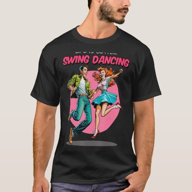 Camiseta Swing Dancing 1950s Sock Salto Lindy Salto Dance (Frente)