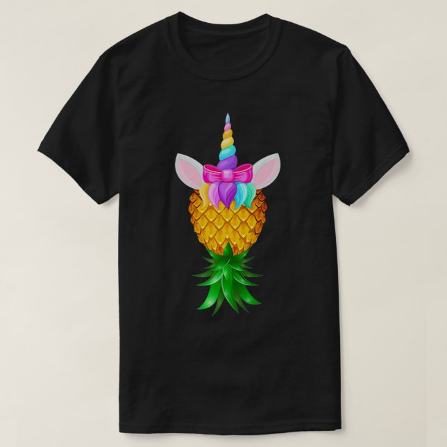Camiseta Swinger Upside Down Pineapple Magical Unicorn Rain (Frente do Design)