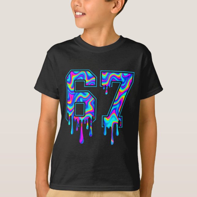 Camiseta Swirl Six Seven Drip 6 7 Meme Gen Alpha Slang  (Frente)