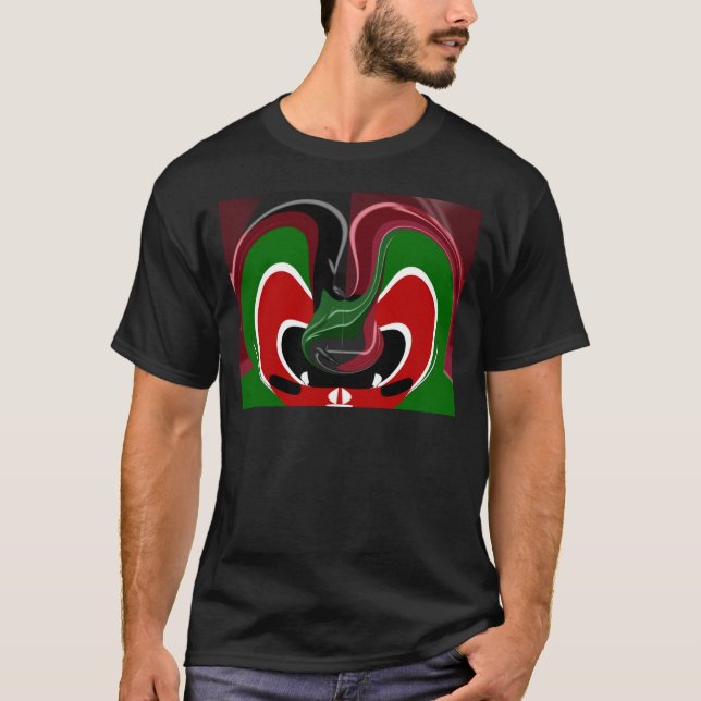 Camiseta Swirling Kenyan Flag: Uma arte moderna do Motif (Frente)