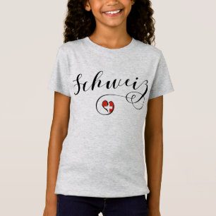 Camiseta Swiss Flag Heart, Schweiz, Suiça