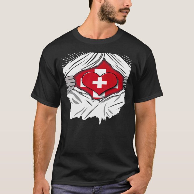 Camiseta Swiss flag home of Switzerland   (Frente)