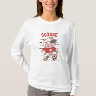 Camiseta Swiss Soccer Cow Football Fan Switzerland Flag