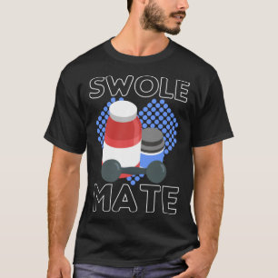 Camiseta Swole Mates Engraçado Citação - Gym Workout Gear V