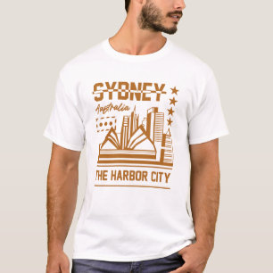 Camiseta Sydney Austrália Cidade Portuária Moderno Horizont