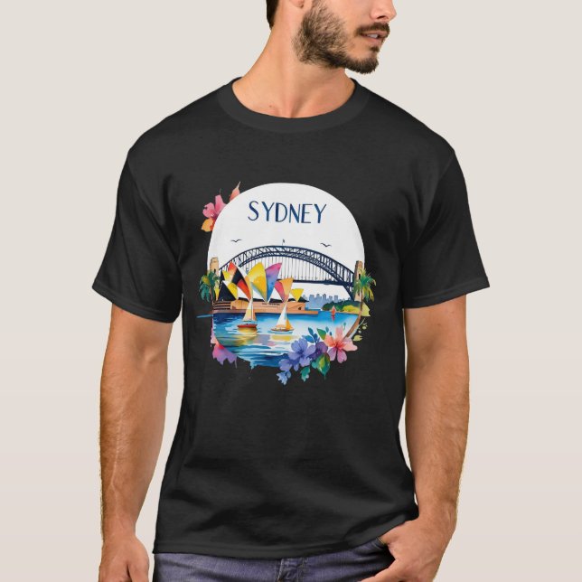 Camiseta Sydney Austrália Skyline Sunset Viagem (Frente)