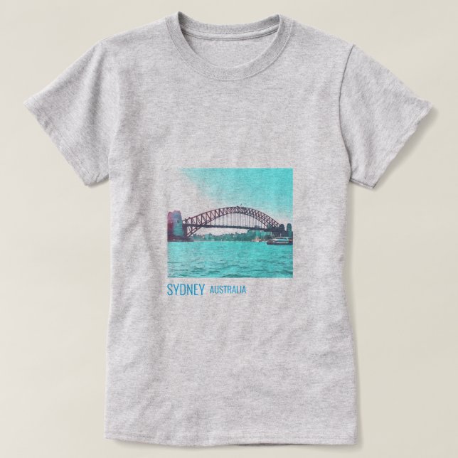 Camiseta Sydney Harbor Bridge - viagem australiano (Frente do Design)