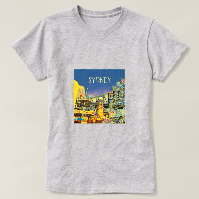 Camiseta Sydney Luna Park diversão feira viagem (Frente do Design)