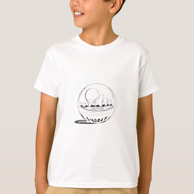 Camiseta Sydney num globo de vidro (Frente)