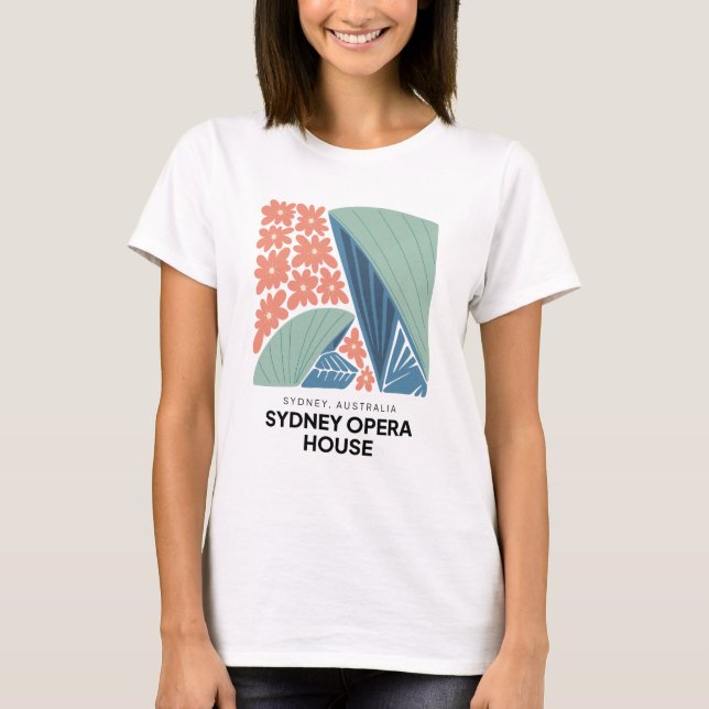 Camiseta Sydney Opera House Austrália viagem floral (Frente)