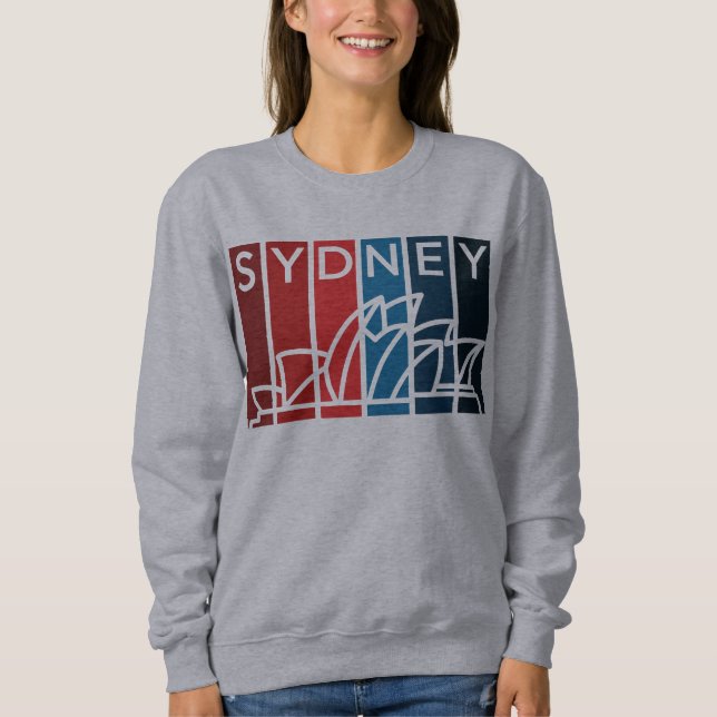 Camiseta Sydney Opera House Shades de Vermelho e Azul (Frente)